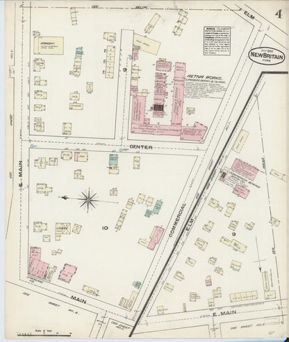 Sanborn Fire Insurance Map from New Britain, Hartford County, Connecticut (1884), Sheet #0004 - Complete Map Set gallery image, historic Sanborn map, vintage wall art, Connecticut Connecticut