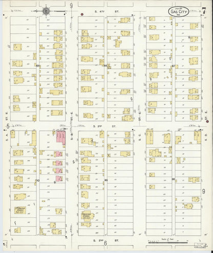 Sanborn Fire Insurance Map from Gas City, Grant County, Indiana (1911), Sheet #0007 - Complete Map Set gallery image, historic Sanborn map, vintage wall art, Indiana Indiana