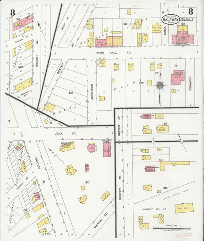 Sanborn Fire Insurance Map from Halfway, Macomb County, Michigan (1925), Sheet #0008 - Historic Sanborn Fire Insurance Map Print, vintage old map wall art, antique decor, genealogy gift, Michigan Michigan map