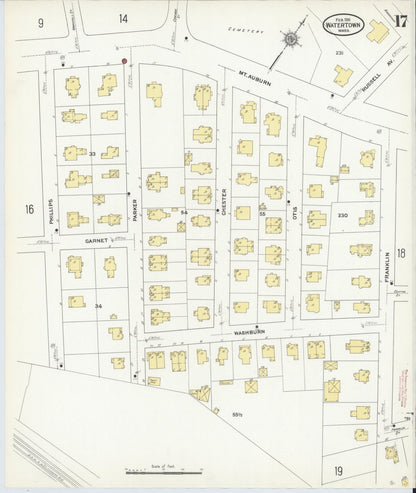 Sanborn Fire Insurance Map from Watertown, Middlesex County, Massachusetts (1911), Sheet #0017 - Complete Map Set gallery image, historic Sanborn map, vintage wall art, Massachusetts Massachusetts