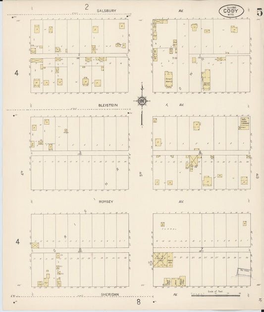 Sanborn Fire Insurance Map from Cody, Park County, Wyoming (1912), Sheet #0005 - Historic Sanborn Fire Insurance Map Print, vintage old map wall art, antique decor, genealogy gift, Wyoming Wyoming map