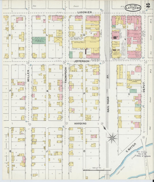 Sanborn Fire Insurance Map from Latrobe, Westmoreland County, Pennsylvania (1892), Sheet #0002 - Historic Sanborn Fire Insurance Map Print, vintage old map wall art, antique decor, genealogy gift, Pennsylvania Pennsylvania map