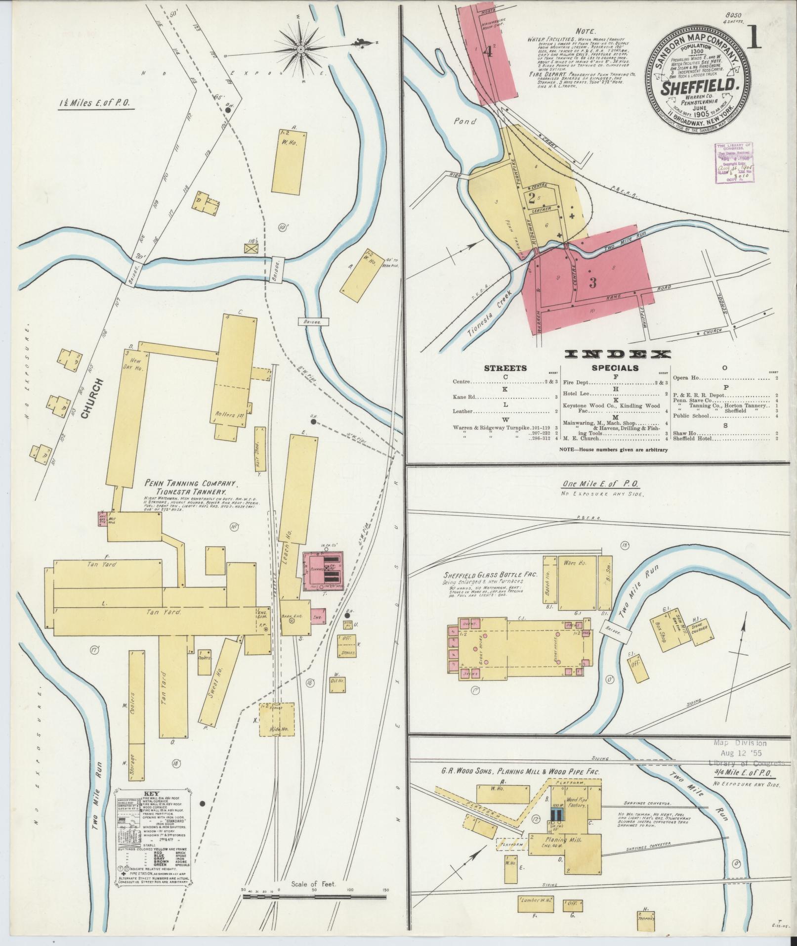 Sanborn Fire Insurance Map from Sheffield, Warren County, Pennsylvania. (1905) – Historic Sanborn Fire Insurance Map Print