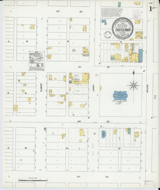 Sanborn Fire Insurance Map from Castle Rock, Douglas County, Colorado (1902), Sheet #0001 - Historic Sanborn Fire Insurance Map Print, vintage old map wall art, antique decor, genealogy gift, Colorado Colorado map