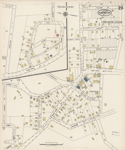 Sanborn Fire Insurance Map from Huntington, Suffolk County, New York (1922), Sheet #0019 - Complete Map Set gallery image, historic Sanborn map, vintage wall art, New York New York