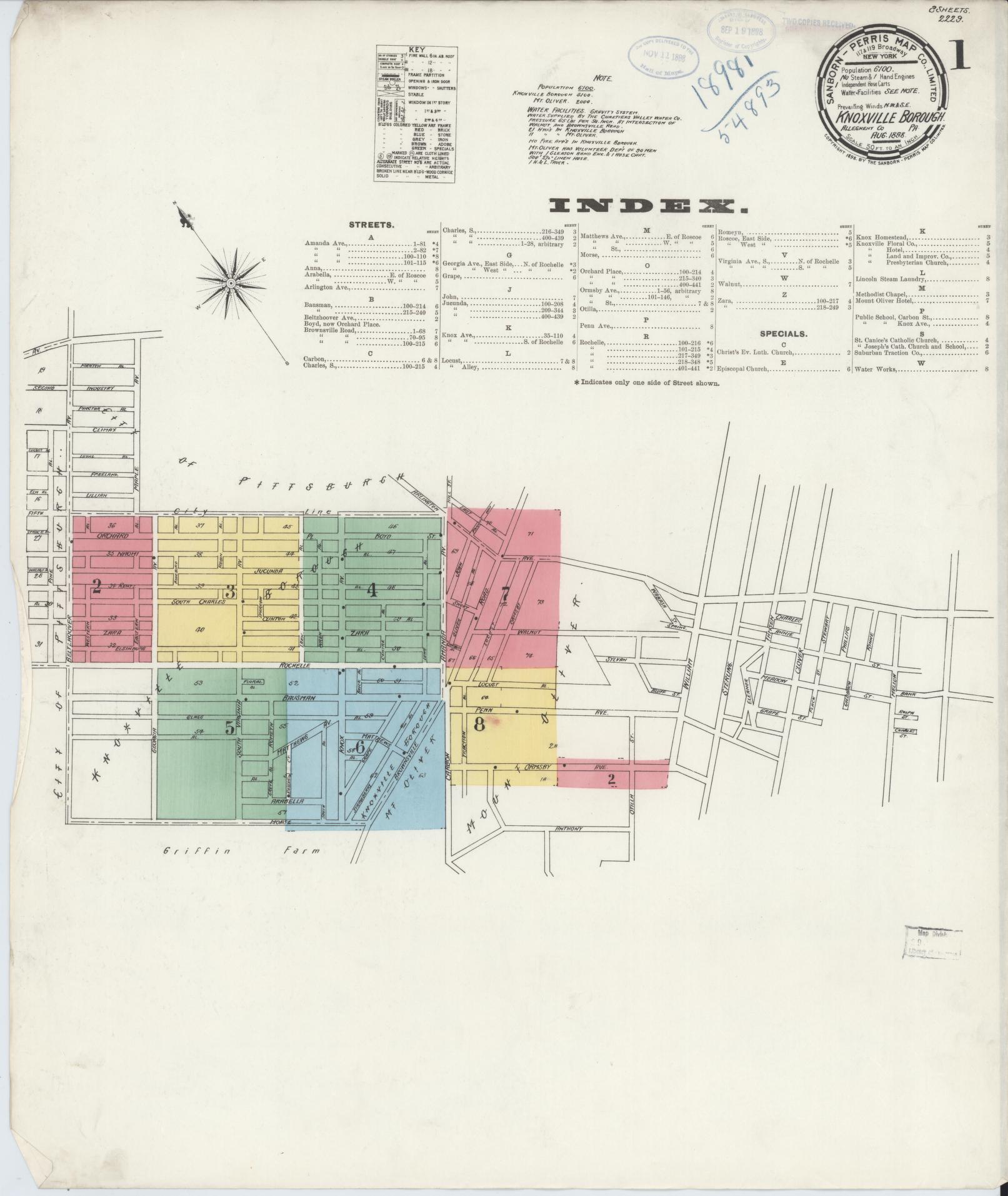 Sanborn Fire Insurance Map from Knoxville Borough, Allegheny County, Pennsylvania. (1898) – Historic Sanborn Fire Insurance Map Print