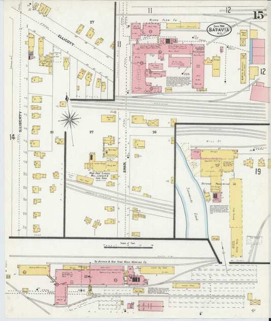 Sanborn Fire Insurance Map from Batavia, Genesee County, New York (1906), Sheet #0015 - Historic Sanborn Fire Insurance Map Print, vintage old map wall art, antique decor, genealogy gift, New York New York map