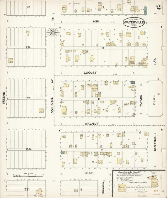 Sanborn Fire Insurance Map from Waterville, Douglas County, Washington (1894), Sheet #0002 - Historic Sanborn Fire Insurance Map Print, vintage old map wall art, antique decor, genealogy gift, Washington Washington map
