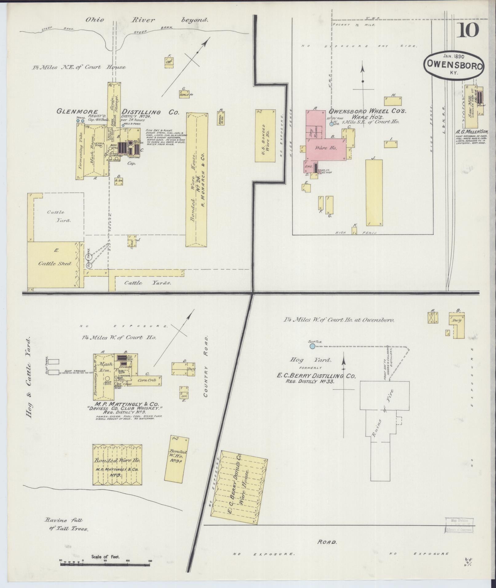 Sanborn Fire Insurance Map from Owensboro, Daviess County, Kentucky (1890), Sheet #0010 - Complete Map Set gallery image, historic Sanborn map, vintage wall art, Kentucky Kentucky