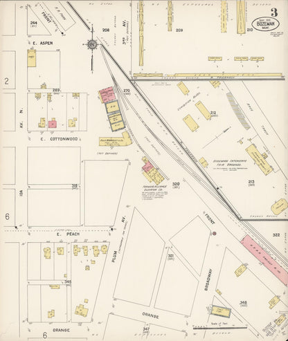 Sanborn Fire Insurance Map from Bozeman, Gallatin County, Montana (1912), Sheet #0003 - Complete Map Set gallery image, historic Sanborn map, vintage wall art, Montana Montana