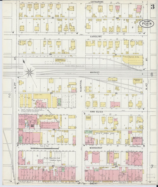 Sanborn Fire Insurance Map from Pekin, Tazewell County, Illinois (1898), Sheet #0003 - Historic Sanborn Fire Insurance Map Print, vintage old map wall art, antique decor, genealogy gift, Illinois Illinois map