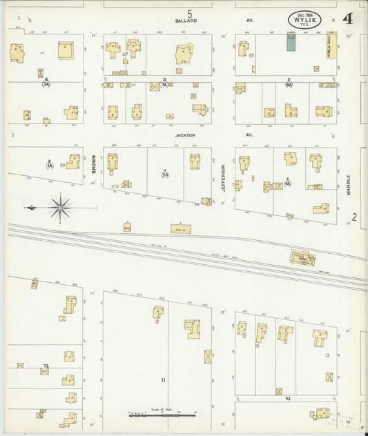Sanborn Fire Insurance Map from Wylie, Collin County, Texas (1906), Sheet #0004 - Historic Sanborn Fire Insurance Map Print, vintage old map wall art, antique decor, genealogy gift, Texas Texas map