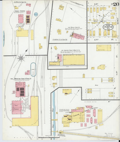 Sanborn Fire Insurance Map from Ironton, Lawrence County, Ohio (1900), Sheet #0020 - Historic Sanborn Fire Insurance Map Print, vintage old map wall art, antique decor, genealogy gift, Ohio Ohio map