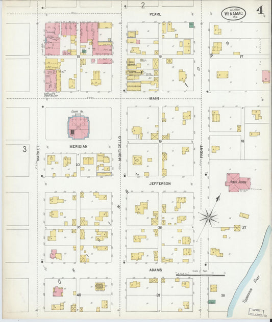 Sanborn Fire Insurance Map from Winamac, Pulaski County, Indiana (1899), Sheet #0004 - Historic Sanborn Fire Insurance Map Print, vintage old map wall art, antique decor, genealogy gift, Indiana Indiana map