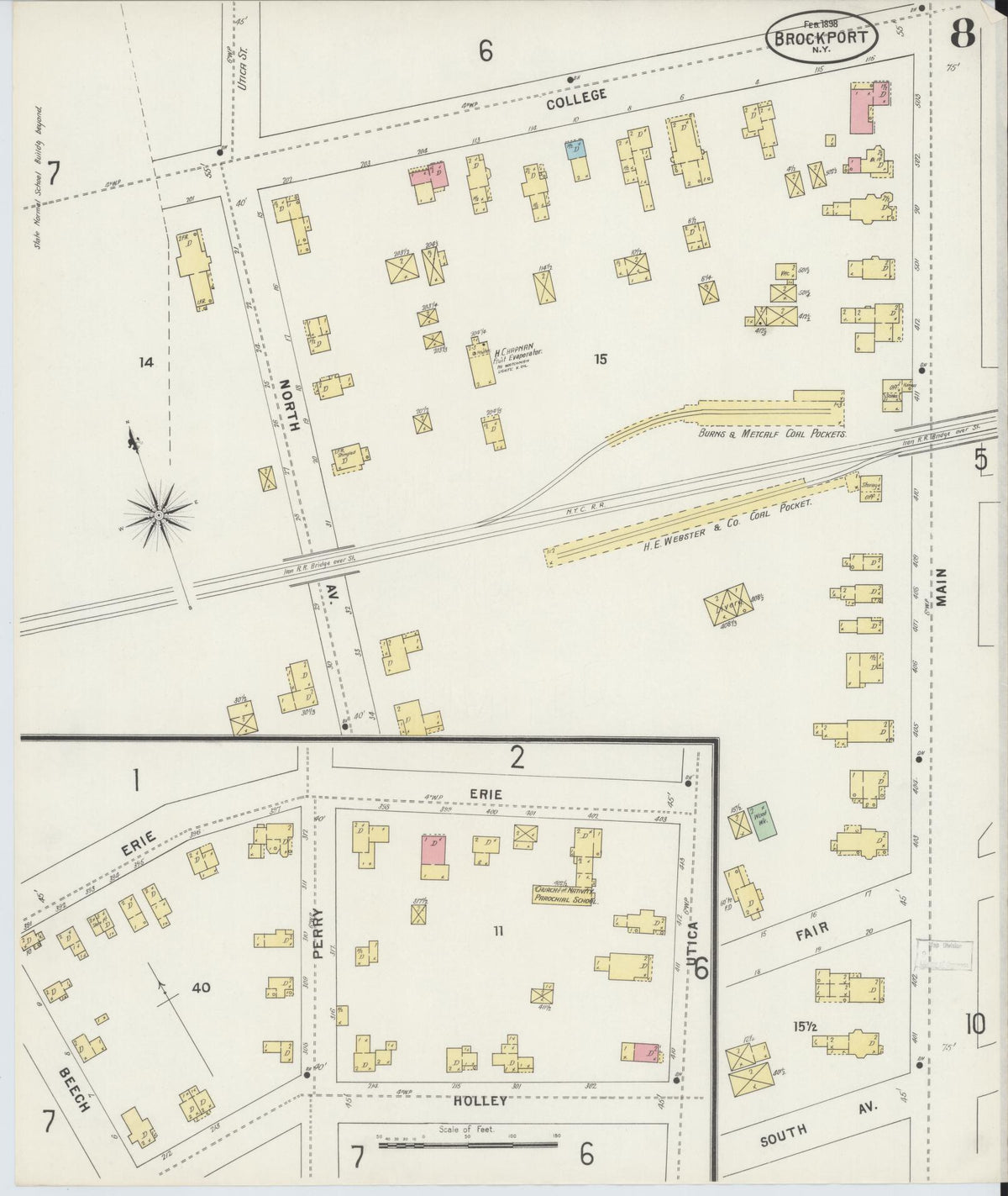 Sanborn Fire Insurance Map from Brockport, Monroe County, New York (1898), Sheet #0008 - Complete Map Set gallery image, historic Sanborn map, vintage wall art, New York New York