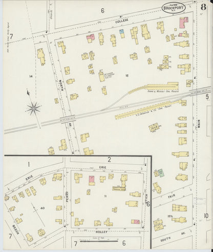 Sanborn Fire Insurance Map from Brockport, Monroe County, New York (1898), Sheet #0008 - Complete Map Set gallery image, historic Sanborn map, vintage wall art, New York New York
