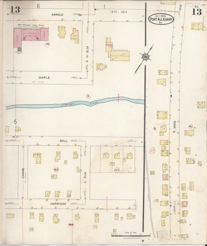 Sanborn Fire Insurance Map from Port Allegany, McKean County, Pennsylvania (1940), Sheet #0013 - Complete Map Set gallery image, historic Sanborn map, vintage wall art, Pennsylvania Pennsylvania