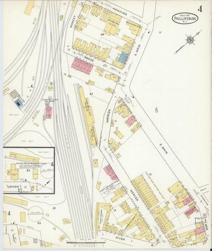 Sanborn Fire Insurance Map from Phillipsburg, Warren County, New Jersey (1916), Sheet #0004 - Complete Map Set gallery image, historic Sanborn map, vintage wall art, New Jersey New Jersey