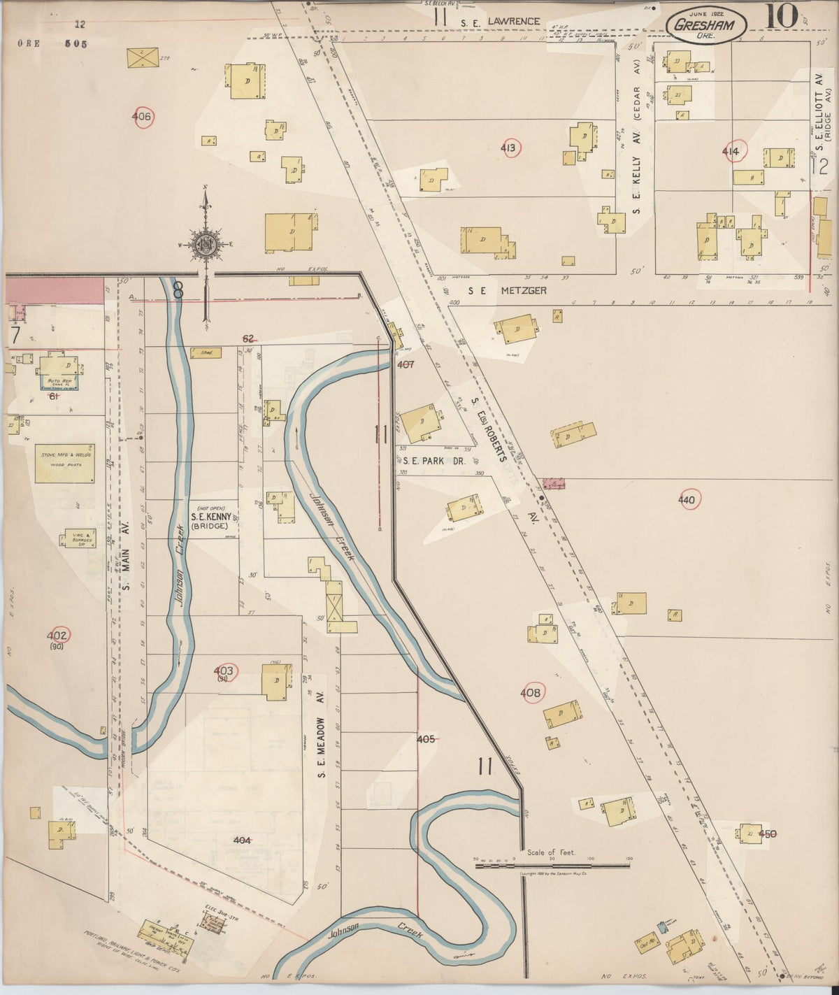 Sanborn Fire Insurance Map from Gresham, Multnomah County, Oregon (1941), Sheet #0010 - Historic Sanborn Fire Insurance Map Print, vintage old map wall art, antique decor, genealogy gift, Oregon Oregon map