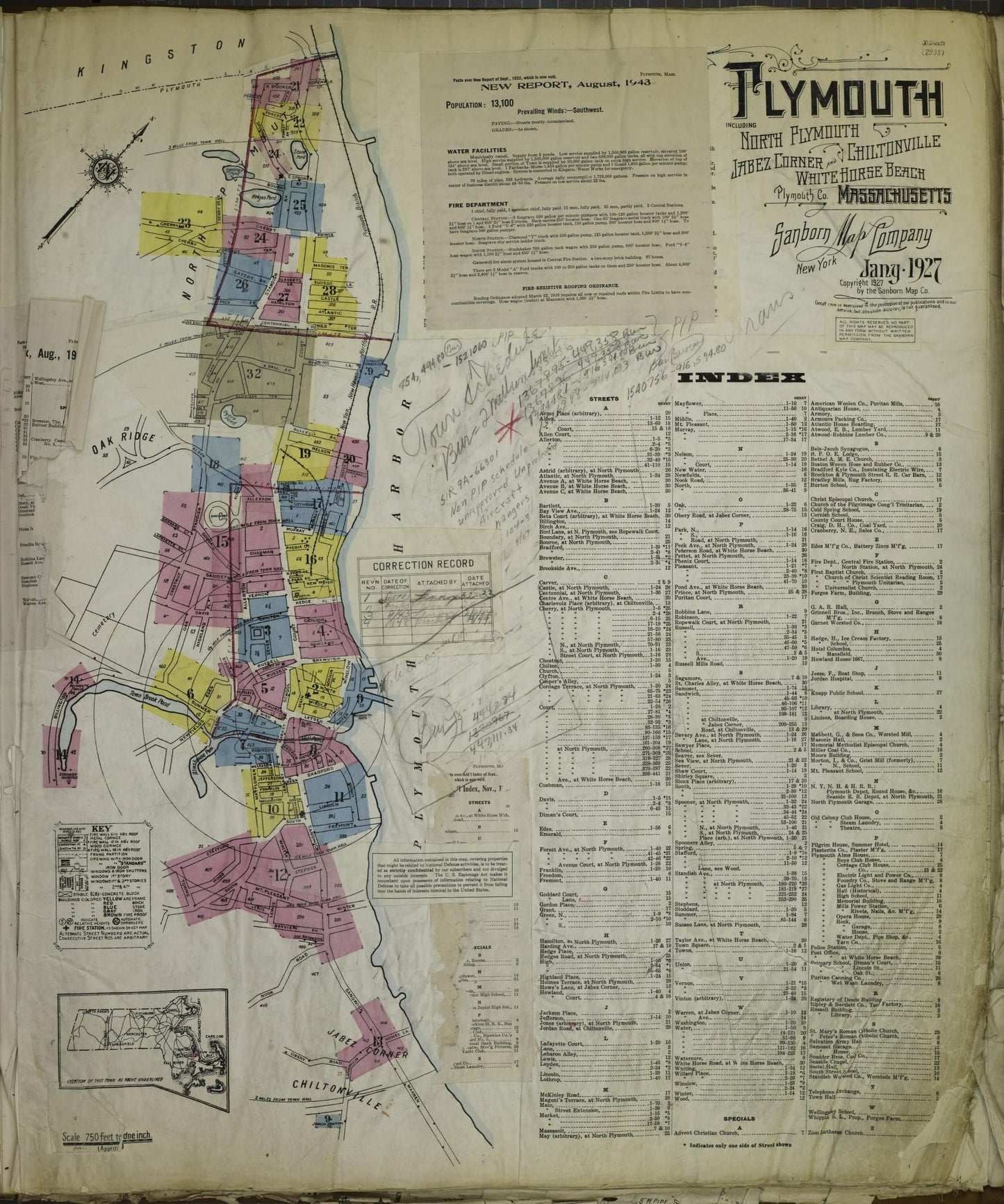 Sanborn Fire Insurance Map from Plymouth, Plymouth County, Massachusetts. (1948) – Historic Sanborn Fire Insurance Map Print