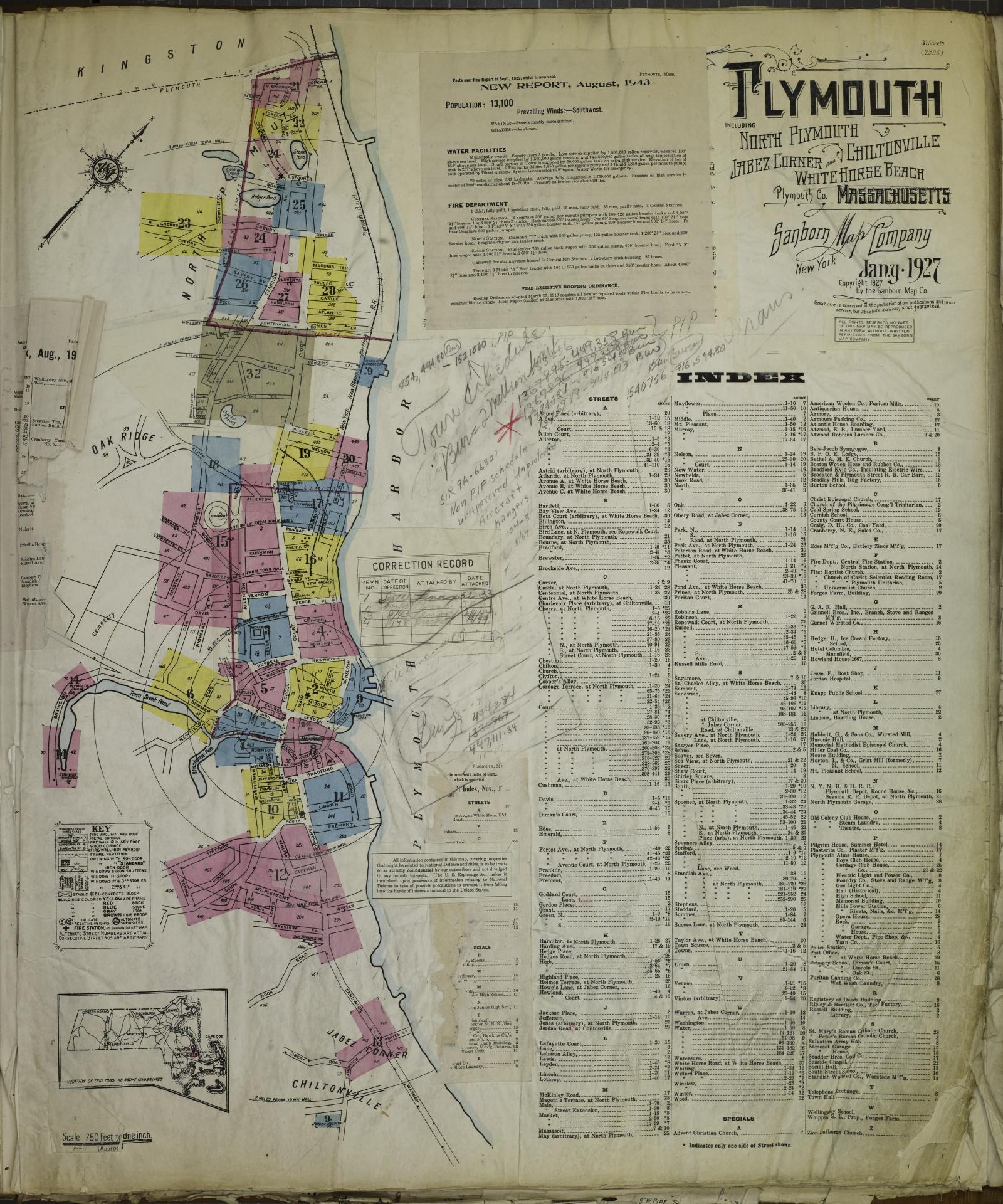 Sanborn Fire Insurance Map from Plymouth, Plymouth County, Massachusetts. (1948) – Historic Sanborn Fire Insurance Map Print