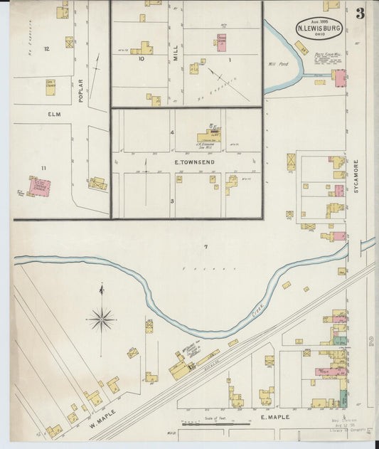 Sanborn Fire Insurance Map from North Lewisburg, Champaign County, Ohio (1895), Sheet #0003 - Historic Sanborn Fire Insurance Map Print, vintage old map wall art, antique decor, genealogy gift, Ohio Ohio map