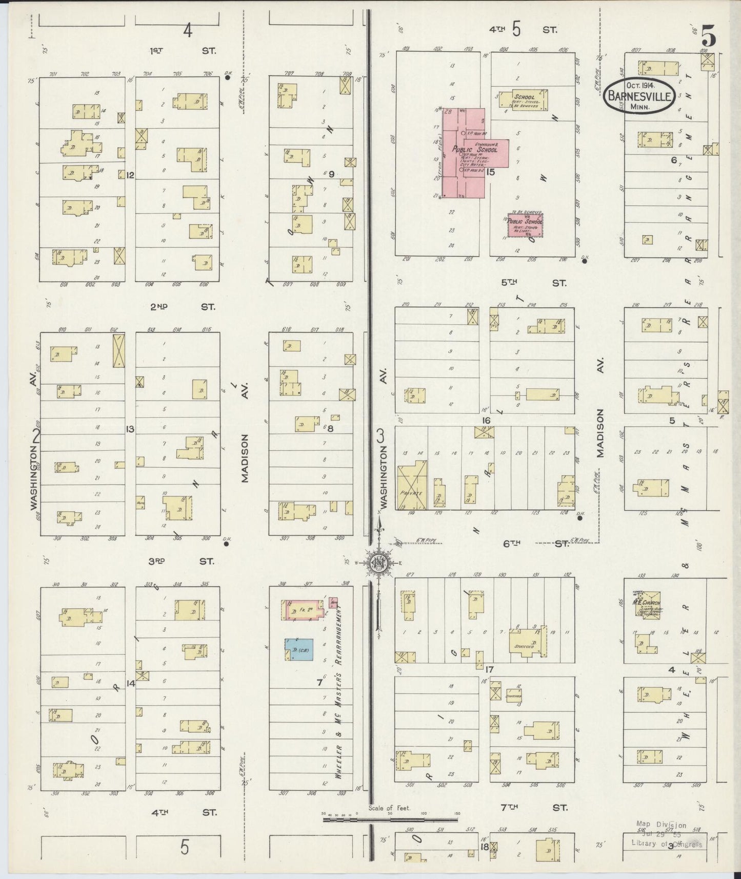 Sanborn Fire Insurance Map from Barnesville, Clay County, Minnesota (1914), Sheet #0005 - Complete Map Set gallery image, historic Sanborn map, vintage wall art, Minnesota Minnesota