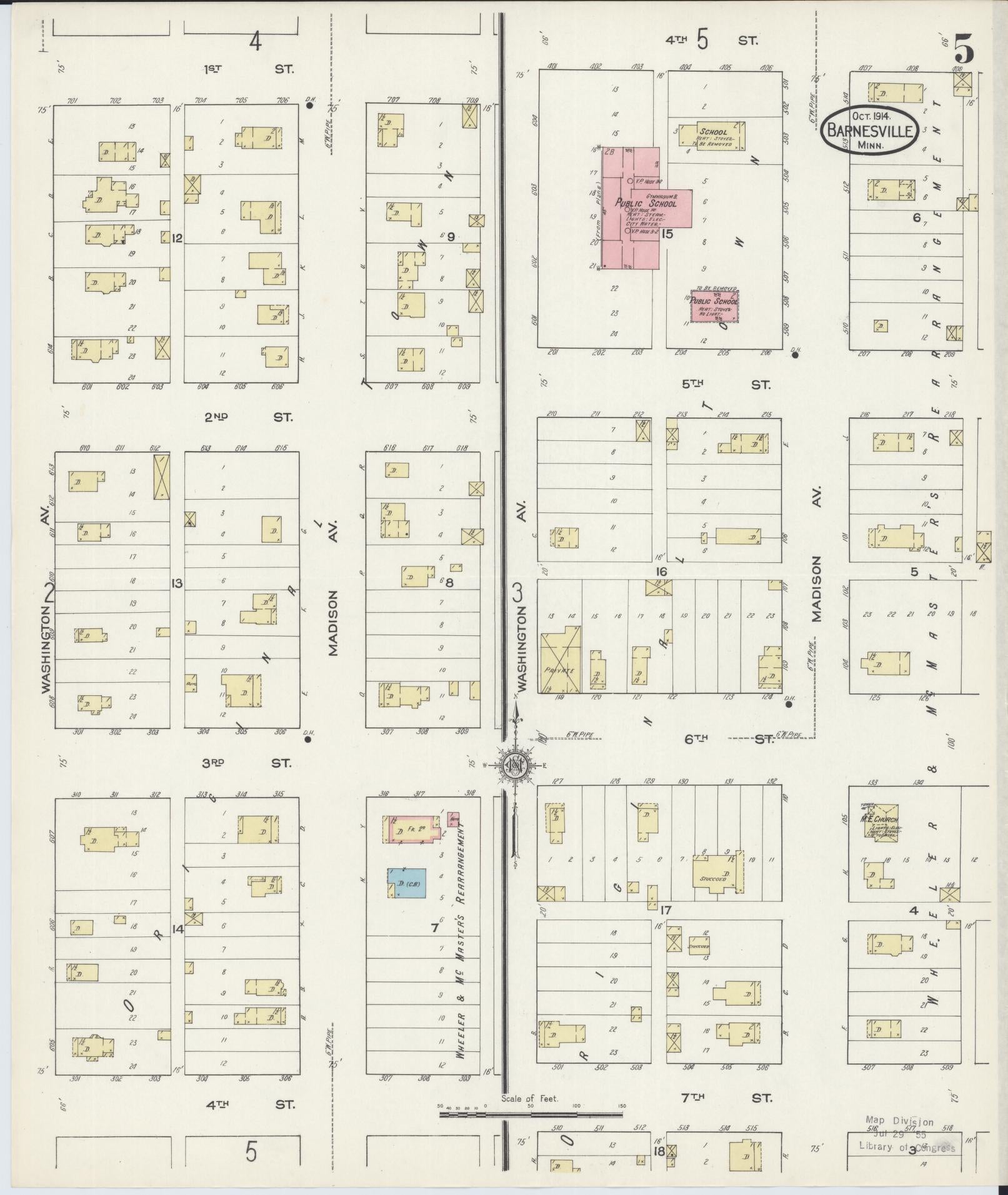 Sanborn Fire Insurance Map from Barnesville, Clay County, Minnesota (1914), Sheet #0005 - Complete Map Set gallery image, historic Sanborn map, vintage wall art, Minnesota Minnesota