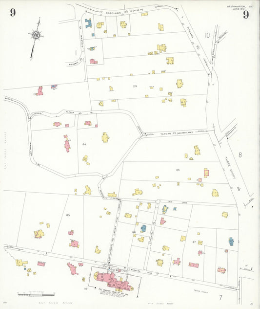 Sanborn Fire Insurance Map from Westhampton, Henrico County, Virginia (1931), Sheet #0009 - Historic Sanborn Fire Insurance Map Print, vintage old map wall art, antique decor, genealogy gift, Virginia Virginia map