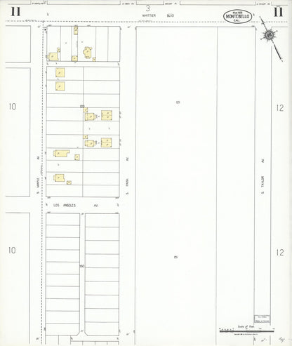 Sanborn Fire Insurance Map from Montebello, Los Angeles County, California (1925), Sheet #0011 - Complete Map Set gallery image, historic Sanborn map, vintage wall art, California California
