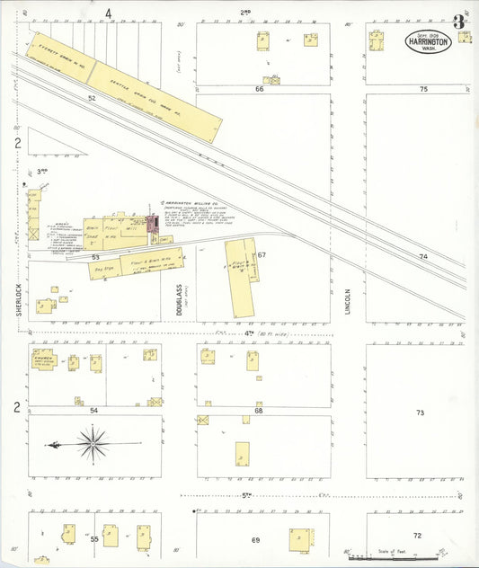 Sanborn Fire Insurance Map from Harrington, Lincoln County, Washington (1909), Sheet #0003 - Historic Sanborn Fire Insurance Map Print, vintage old map wall art, antique decor, genealogy gift, Washington Washington map