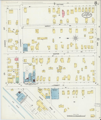 Sanborn Fire Insurance Map from Lockport, Niagara County, New York (1898), Sheet #0008 - Complete Map Set gallery image, historic Sanborn map, vintage wall art, New York New York