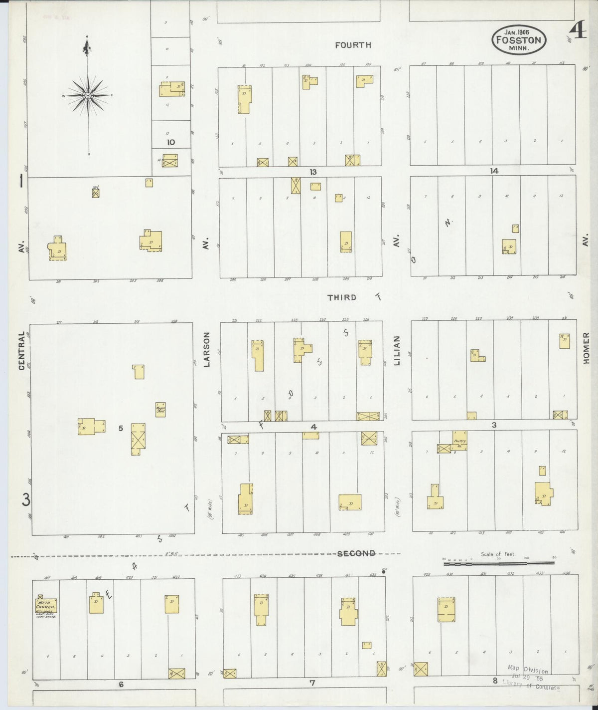 Sanborn Fire Insurance Map from Fosston, Polk County, Minnesota (1905), Sheet #0004 - Complete Map Set gallery image, historic Sanborn map, vintage wall art, Minnesota Minnesota