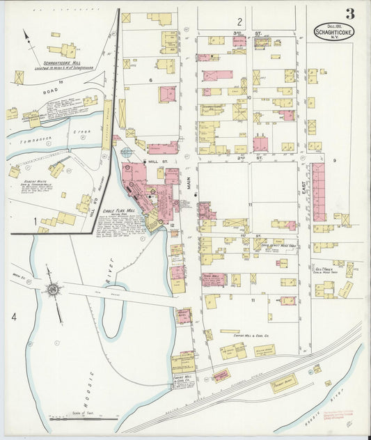 Sanborn Fire Insurance Map from Schaghticoke, Rensselaer County, New York (1911), Sheet #0003 - Historic Sanborn Fire Insurance Map Print, vintage old map wall art, antique decor, genealogy gift, New York New York map