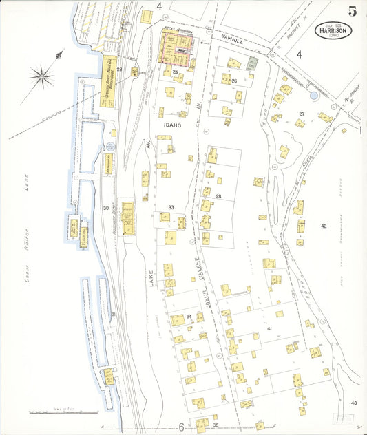 Sanborn Fire Insurance Map from Harrison, Kootenai County, Idaho (1905), Sheet #0005 - Historic Sanborn Fire Insurance Map Print, vintage old map wall art, antique decor, genealogy gift, Idaho Idaho map
