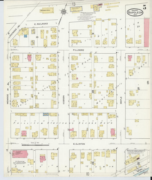 Sanborn Fire Insurance Map from Napoleon, Henry County, Ohio (1916), Sheet #0005 - Historic Sanborn Fire Insurance Map Print, vintage old map wall art, antique decor, genealogy gift, Ohio Ohio map