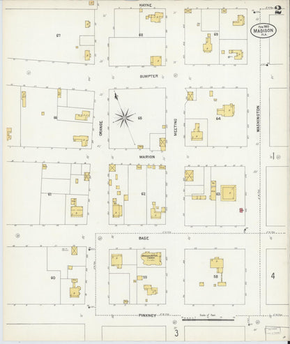 Sanborn Fire Insurance Map from Madison, Madison County, Florida (1903), Sheet #0002 - Complete Map Set gallery image, historic Sanborn map, vintage wall art, Florida Florida