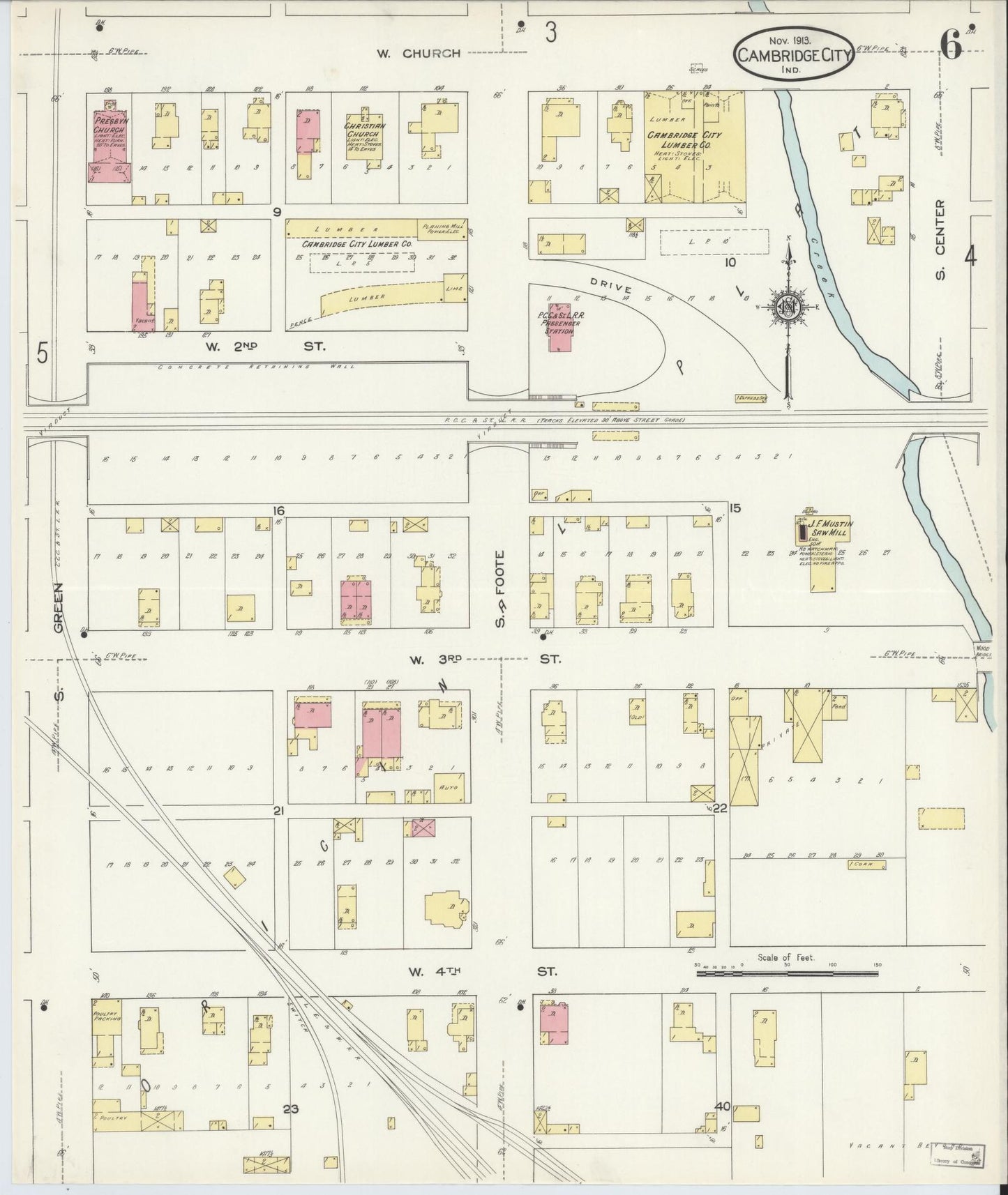 Sanborn Fire Insurance Map from Cambridge City, Wayne County, Indiana (1913), Sheet #0006 - Complete Map Set gallery image, historic Sanborn map, vintage wall art, Indiana Indiana