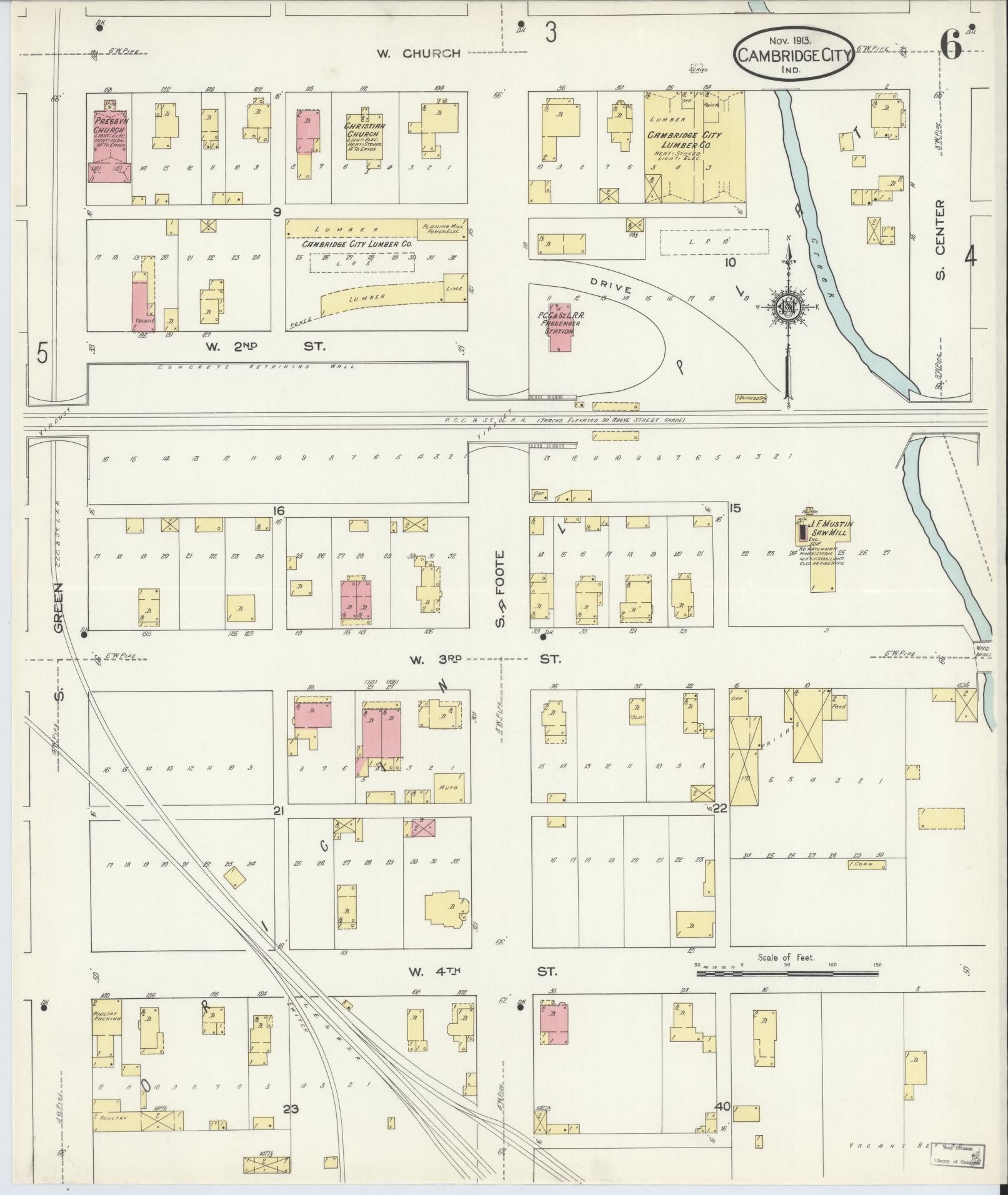Sanborn Fire Insurance Map from Cambridge City, Wayne County, Indiana (1913), Sheet #0006 - Complete Map Set gallery image, historic Sanborn map, vintage wall art, Indiana Indiana