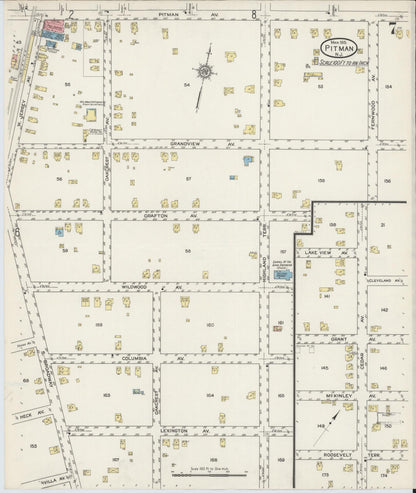 Sanborn Fire Insurance Map from Pitman, Gloucester County, New Jersey (1915), Sheet #0007 - Complete Map Set gallery image, historic Sanborn map, vintage wall art, New Jersey New Jersey