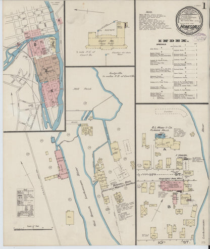 Sanborn Fire Insurance Map from Honesdale, Wayne County, Pennsylvania (1885), Sheet #0001 - Complete Map Set gallery image, historic Sanborn map, vintage wall art, Pennsylvania Pennsylvania