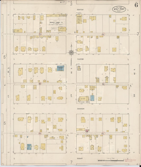 Sanborn Fire Insurance Map from Wolf Point, Roosevelt County, Montana (1930), Sheet #0006 - Historic Sanborn Fire Insurance Map Print, vintage old map wall art, antique decor, genealogy gift, Montana Montana map