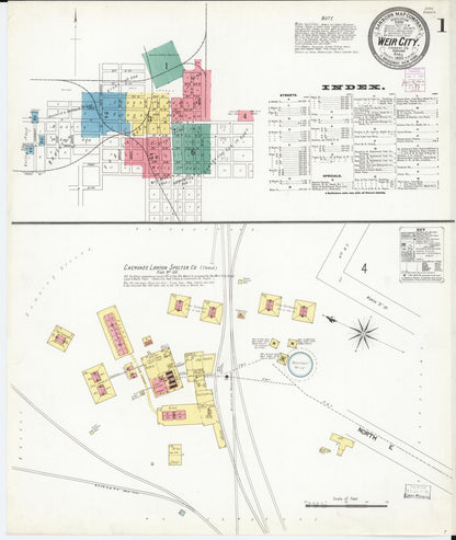 Sanborn Fire Insurance Map from Weir, Cherokee County, Kansas (1902), Sheet #0001 - Complete Map Set gallery image, historic Sanborn map, vintage wall art, Kansas Kansas