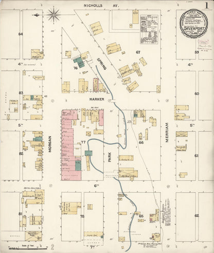 Sanborn Fire Insurance Map from Davenport, Lincoln County, Washington (1894), Sheet #0001 - Complete Map Set gallery image, historic Sanborn map, vintage wall art, Washington Washington