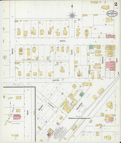 Sanborn Fire Insurance Map from Brighton, Macoupin County, Illinois (1900), Sheet #0002 - Complete Map Set gallery image, historic Sanborn map, vintage wall art, Illinois Illinois