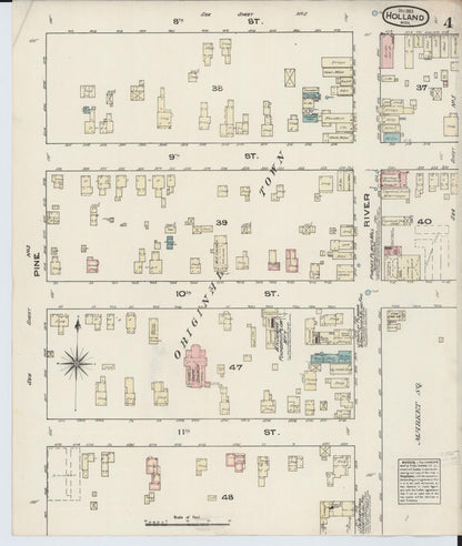Sanborn Fire Insurance Map from Holland, Ottawa County, Michigan (1883), Sheet #0004 - Historic Sanborn Fire Insurance Map Print, vintage old map wall art, antique decor, genealogy gift, Michigan Michigan map