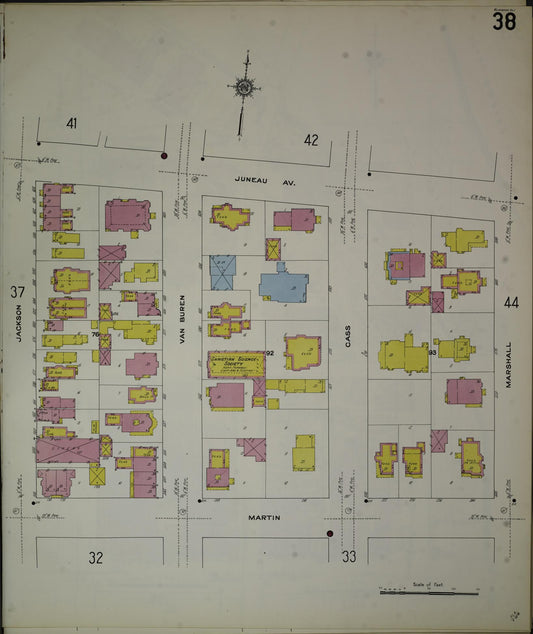 Sanborn Fire Insurance Map from Milwaukee, Milwaukee County, Wisconsin (1910), Sheet #0038 - Historic Sanborn Fire Insurance Map Print, vintage old map wall art, antique decor, genealogy gift, Wisconsin Wisconsin map