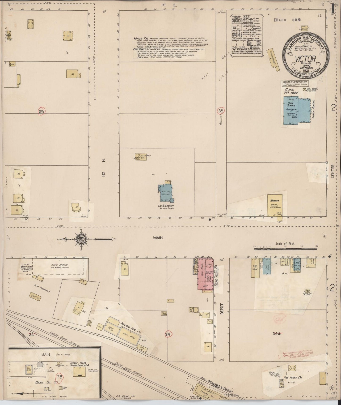 Sanborn Fire Insurance Map from Victor, Teton County, Idaho (1929), Sheet #0001 - Complete Map Set gallery image, historic Sanborn map, vintage wall art, Idaho Idaho