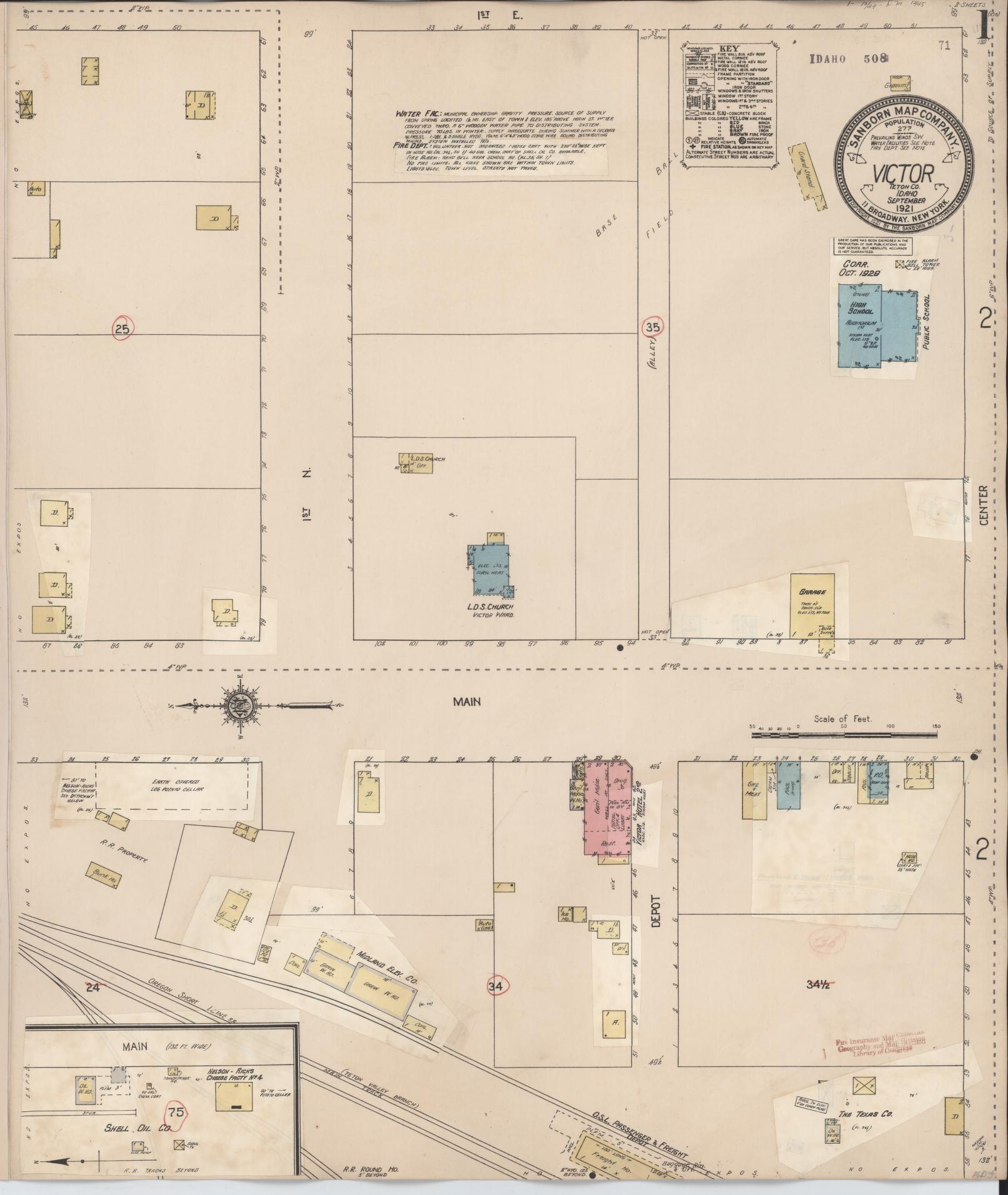Sanborn Fire Insurance Map from Victor, Teton County, Idaho (1929), Sheet #0001 - Complete Map Set gallery image, historic Sanborn map, vintage wall art, Idaho Idaho