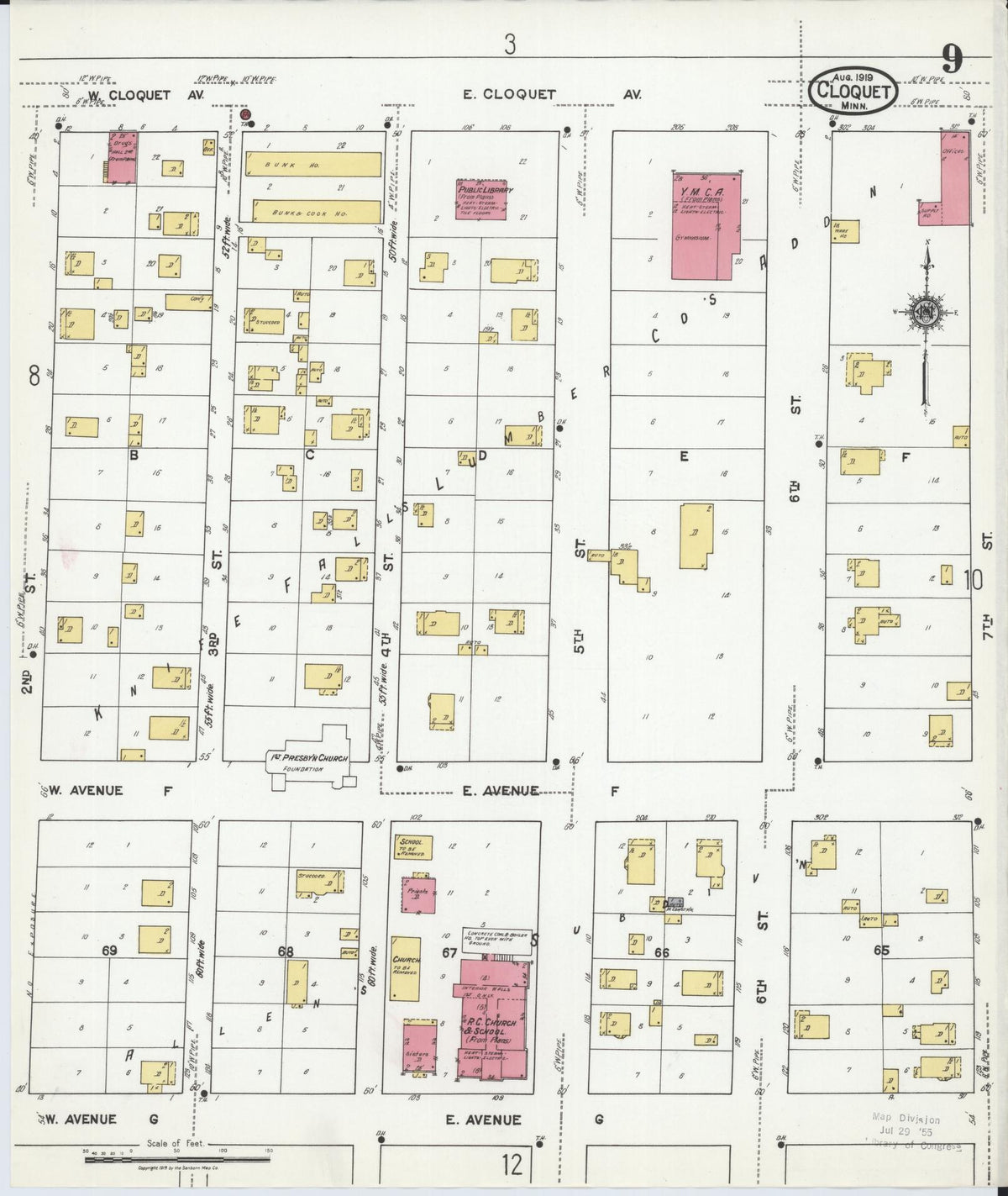Sanborn Fire Insurance Map from Cloquet, Carlton County, Minnesota (1919), Sheet #0009 - Historic Sanborn Fire Insurance Map Print, vintage old map wall art, antique decor, genealogy gift, Minnesota Minnesota map